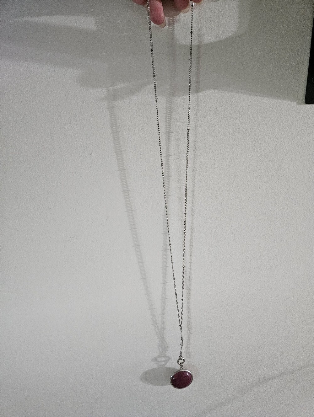 Maurices Silver Tone Necklace with Pink Oval Pendant